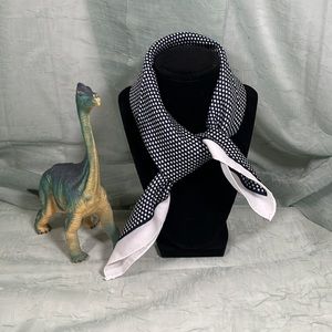 Vintage Navy Blue and Micro White Polka Dot Square Italian Scarf
